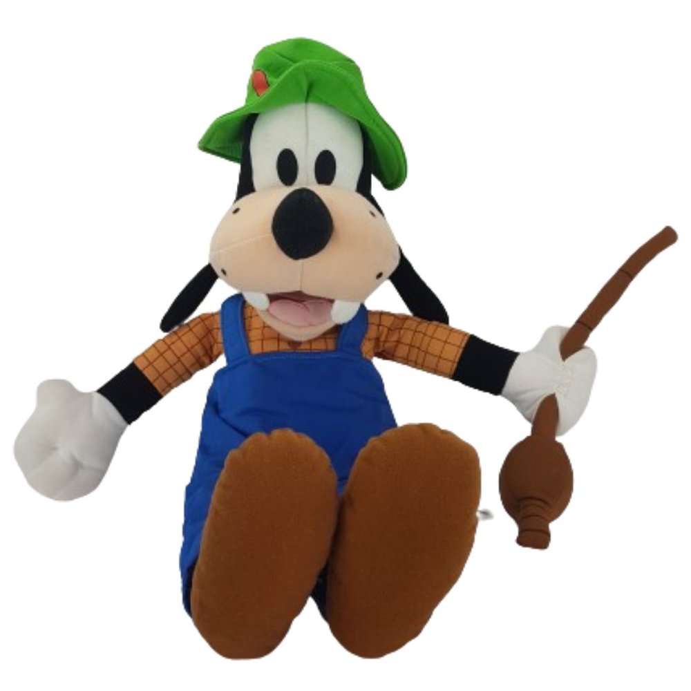 DISNEY Goofy Fishing Plush Stuffed Animal Toy Walt Disney World Goofy Fisherman